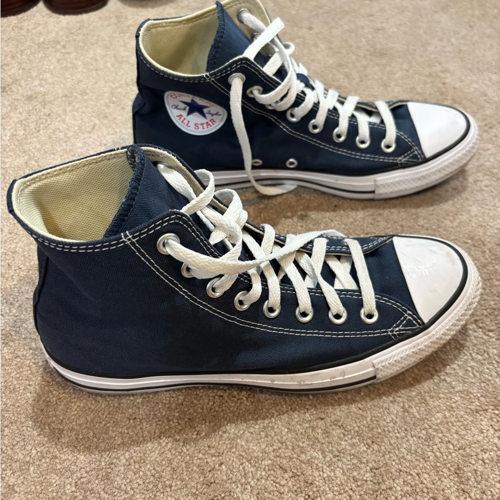 Converse Blue and White High-Top Sneakers